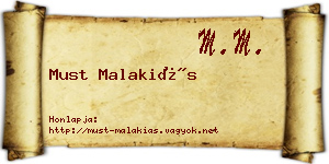 Must Malakiás névjegykártya